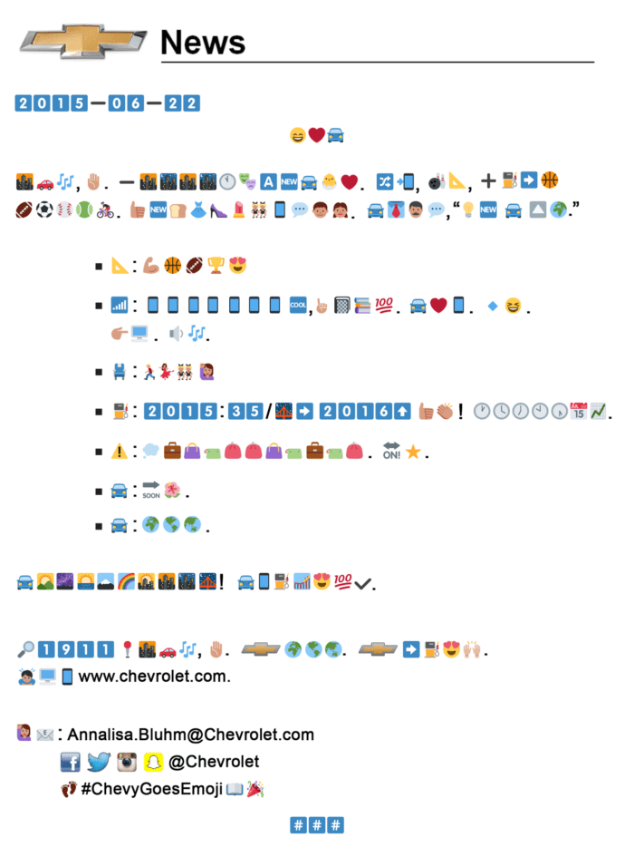 emoji comunicato chevrolet